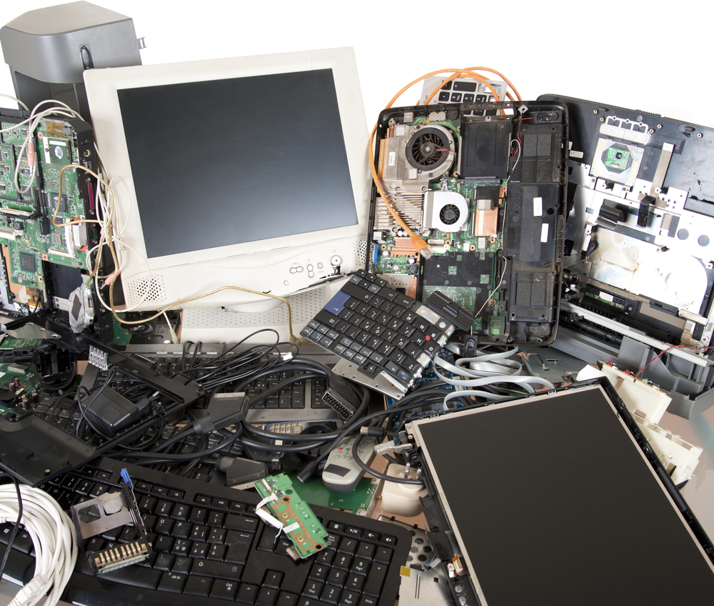 obsolete electronics piling up around office